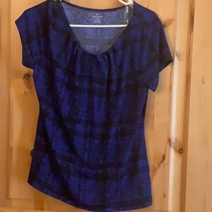 Worthington Blue Fitted Cap Sleeve Blouse